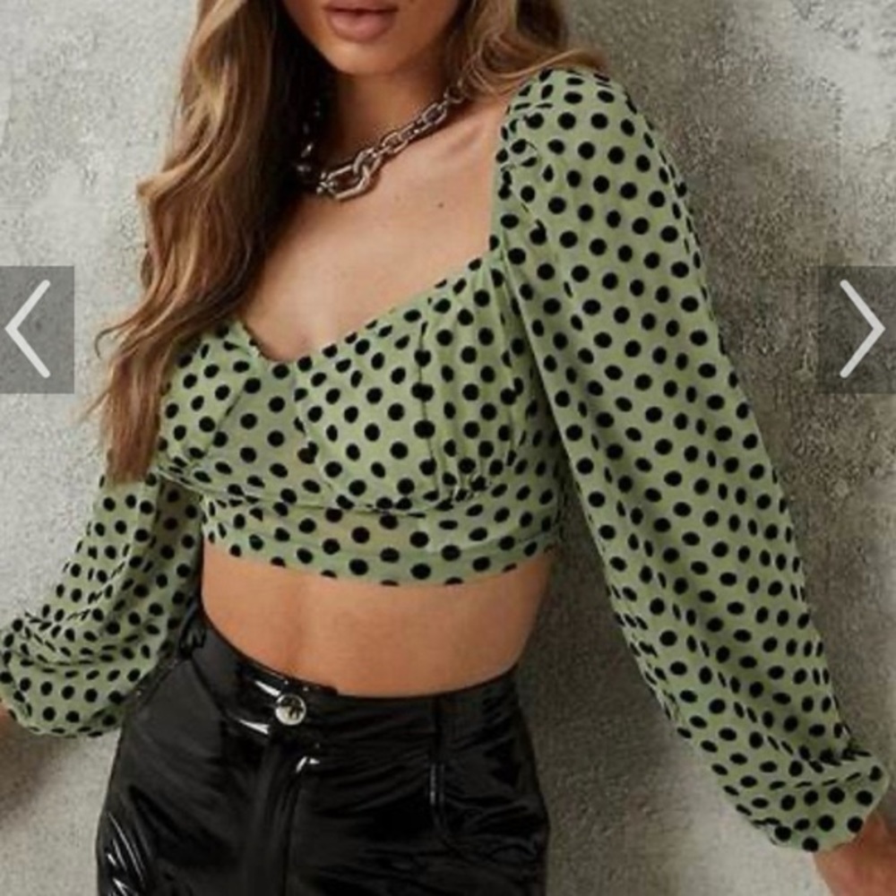 NWT Misguided Polka Dot Crop Top